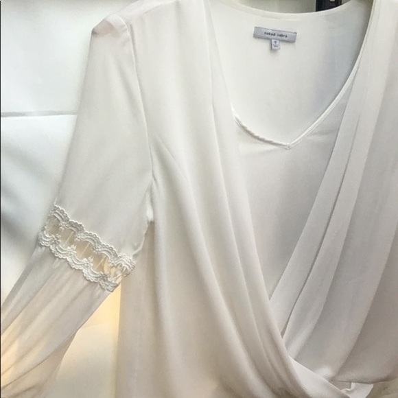 Naked Zebra Boho Chic Surplice Draped Chiffon Long Sleeve Blouse - Picture 2 of 9